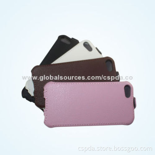 Fast Deadline PU Leather Flip Mobile Phone Cases for iPhone 5, OEM and ODM Orders Welcomed